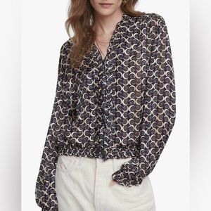 Scotch & Soda Ruffle Neckline Long Sleeve Top, size S